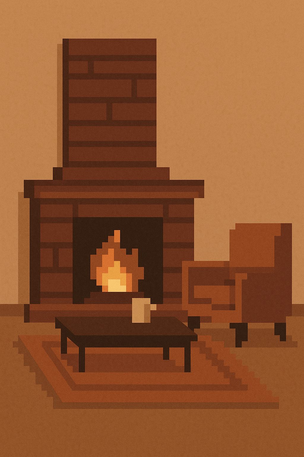 Minimalist Fireplace Pixel Art